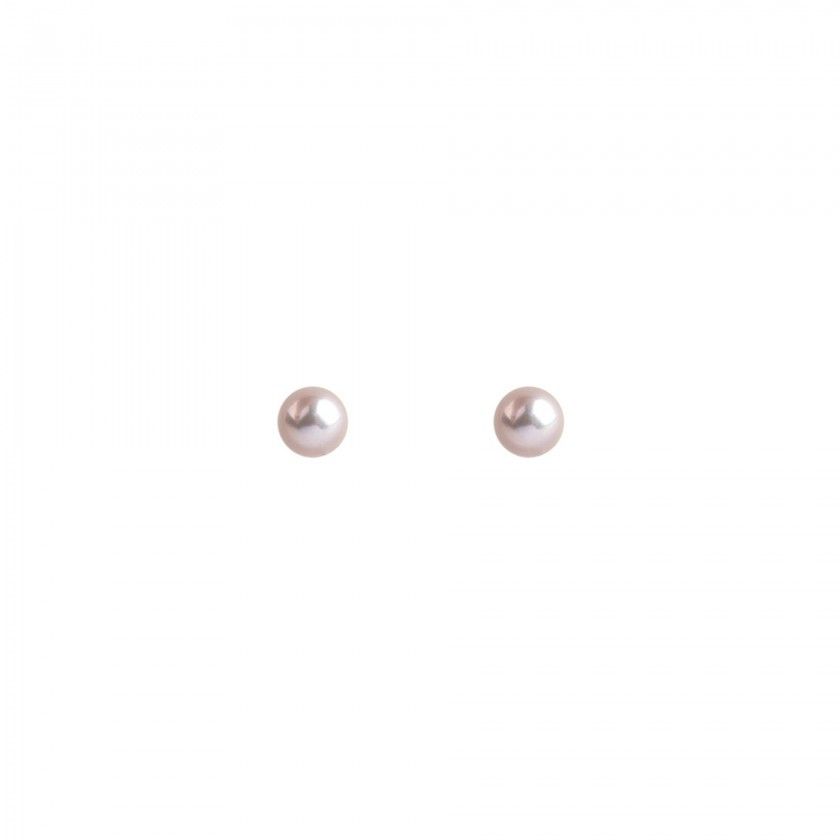 Brass earrings silver pearl