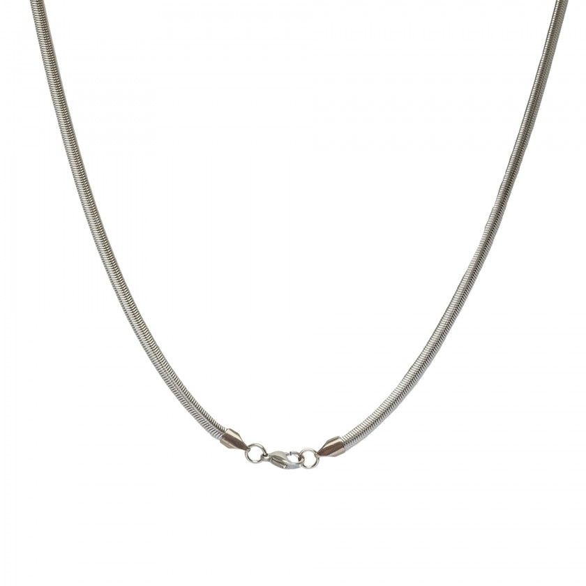 Silver stainless steel necklace with crushed chain