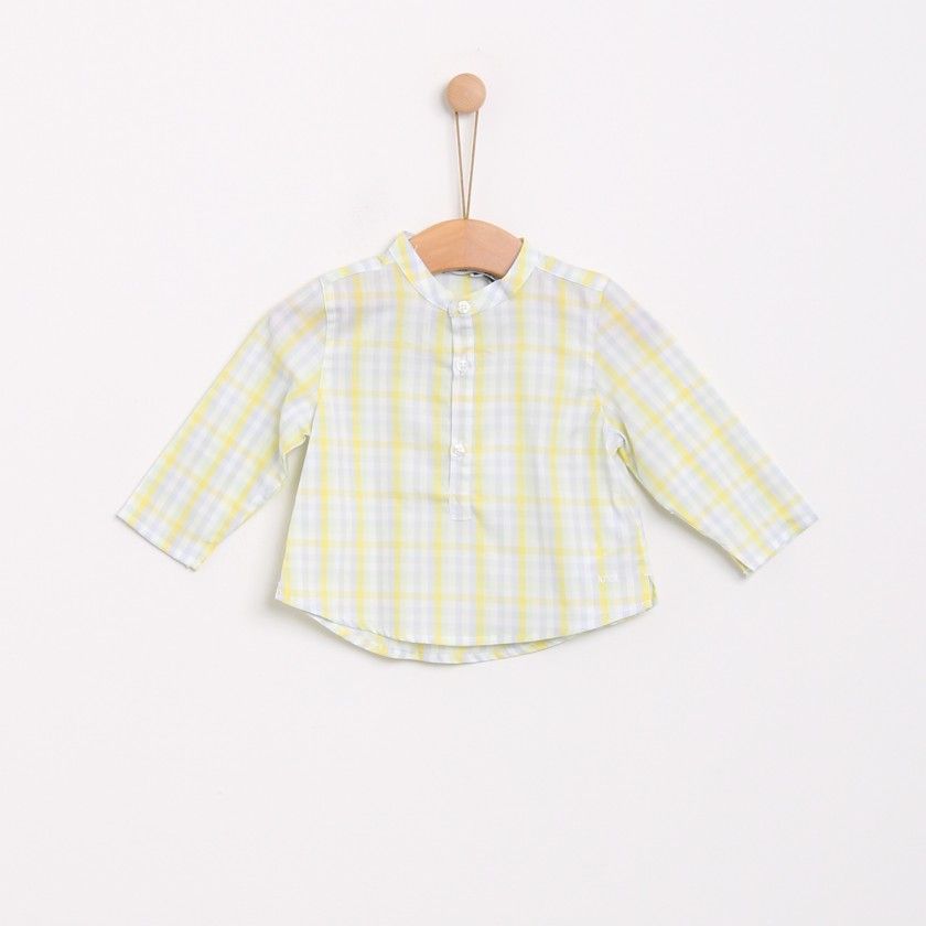 Seaweed Check cotton baby shirt for boys