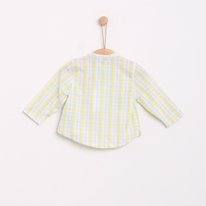 Seaweed Check cotton baby shirt for boys