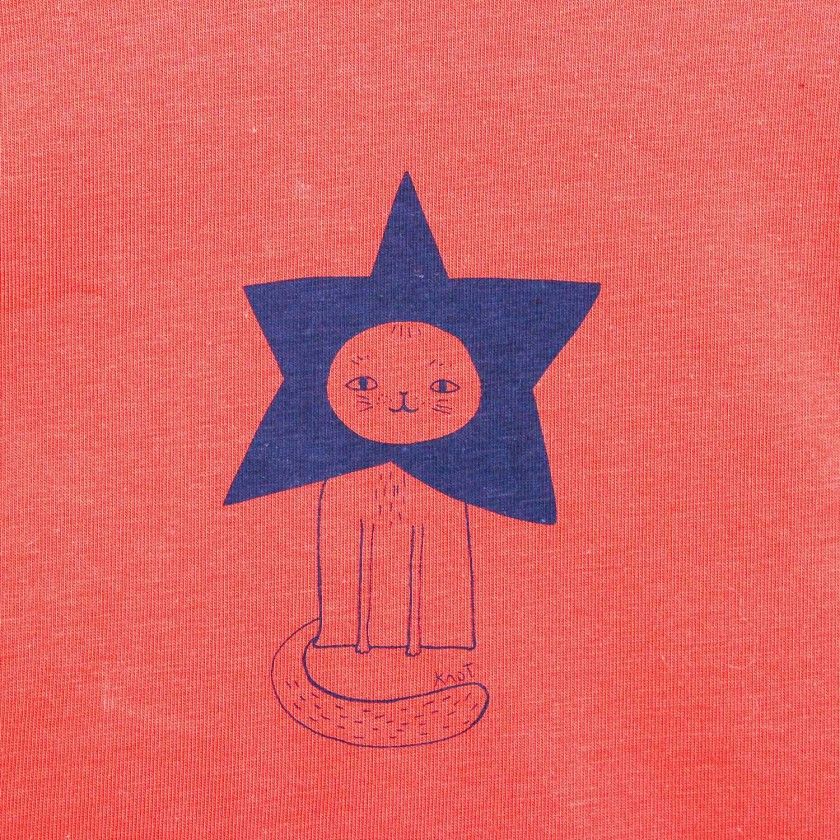 T-shirt manga comprida menina algodão Gato Estrela