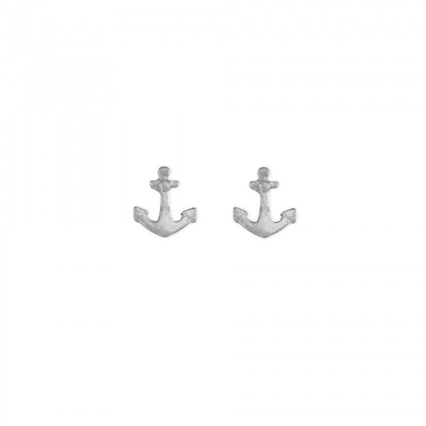 Silver anchor brass earrings