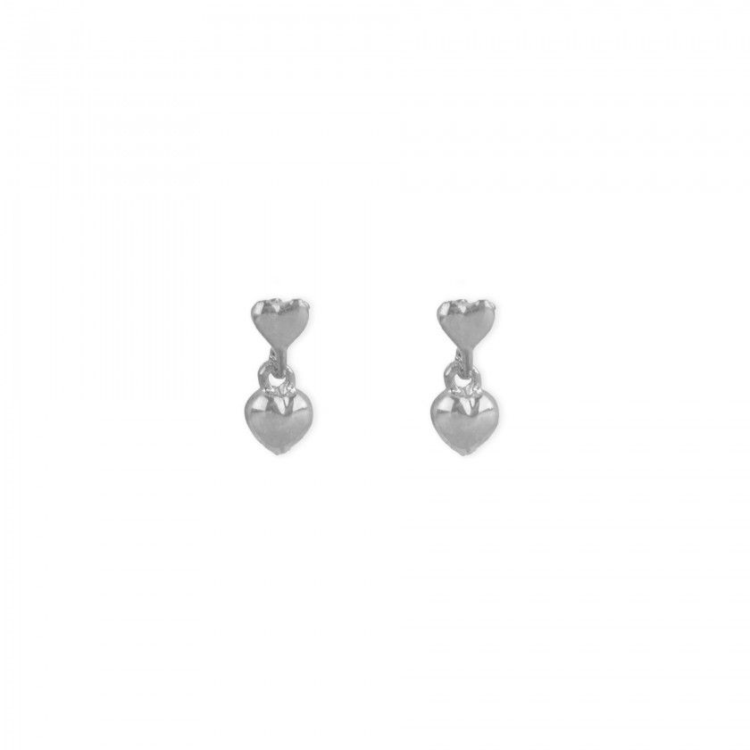 Silver heart brass earrings