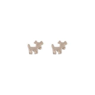 Golden dog brass earrings