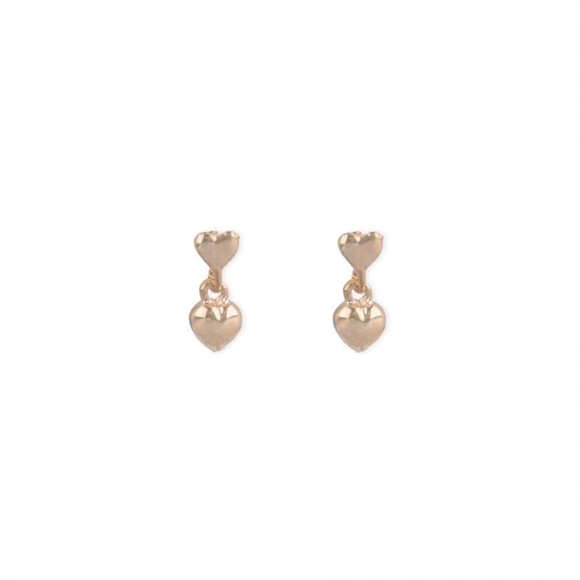 Golden heart brass earrings