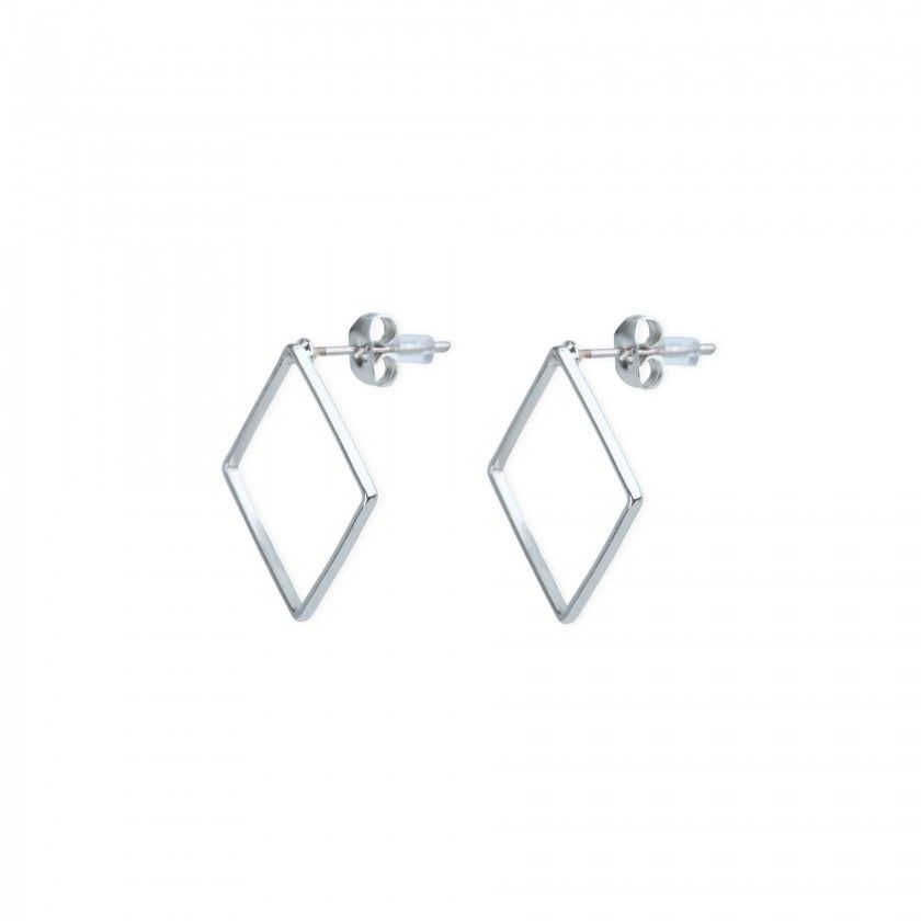Silver square brass earrings