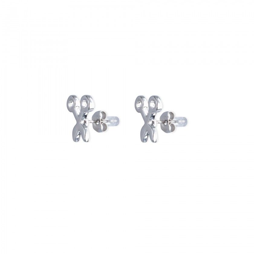 Silver scissor brass earrings