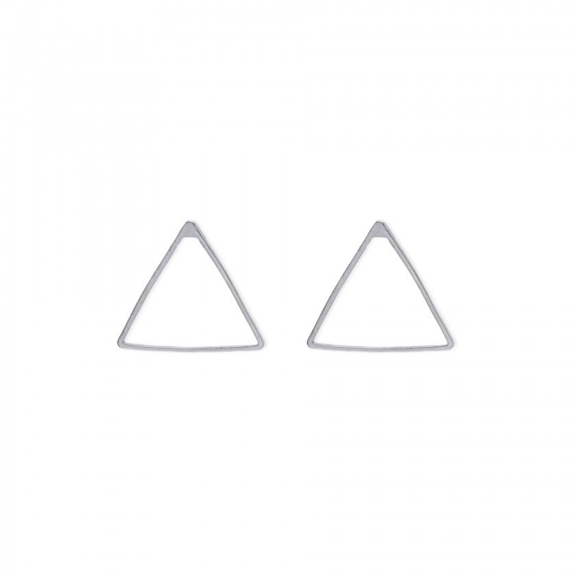 Silver triangle brass earrings