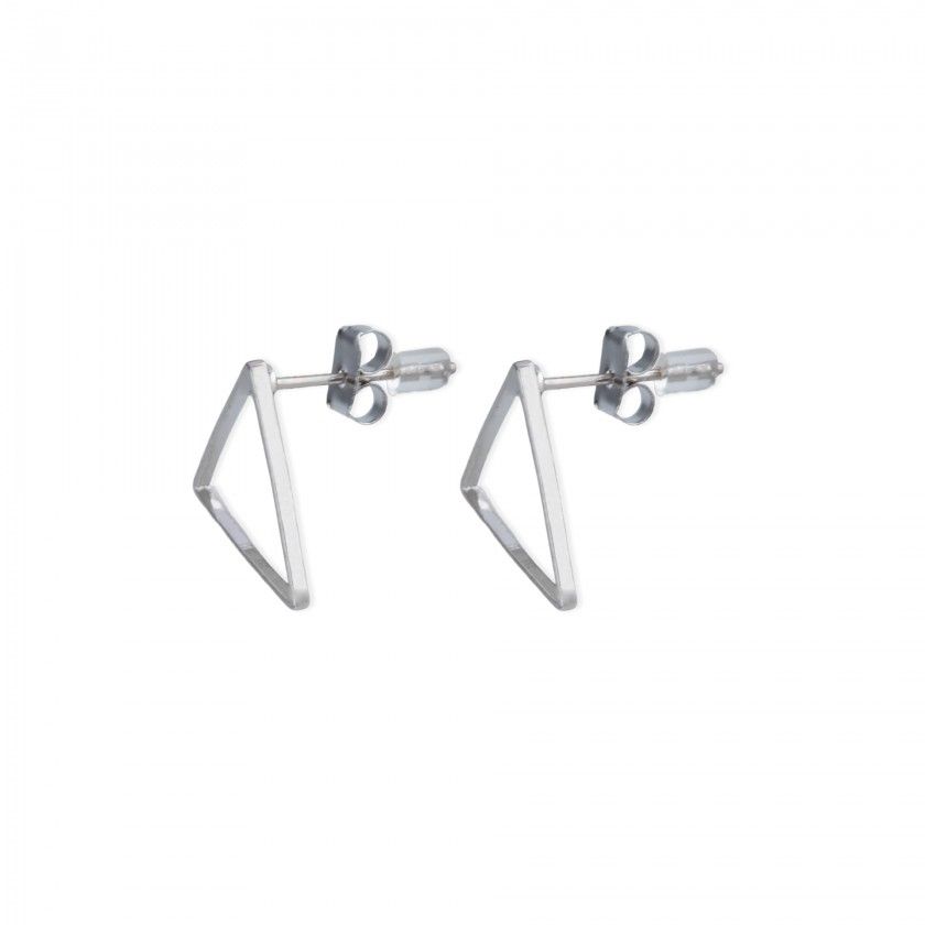 Silver triangle brass earrings
