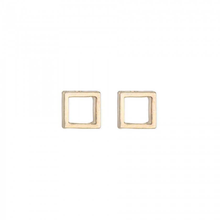 Golden square brass earrings