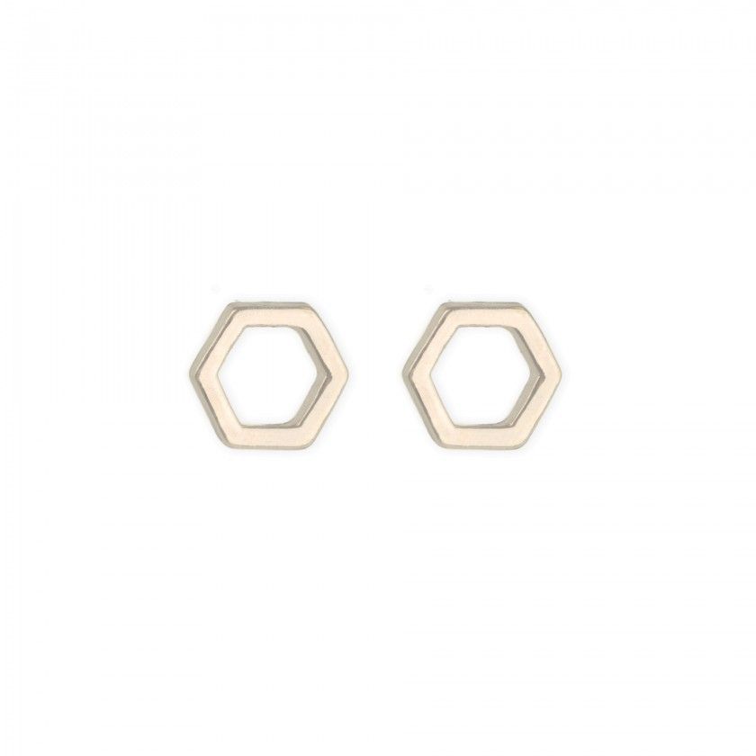 Golden hexagon brass earrings