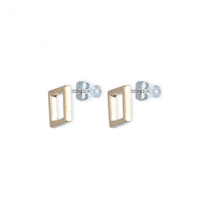 Golden square brass earrings