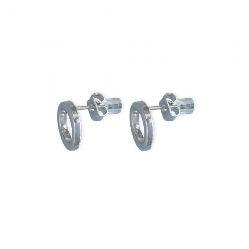 Silver oval brass earrings