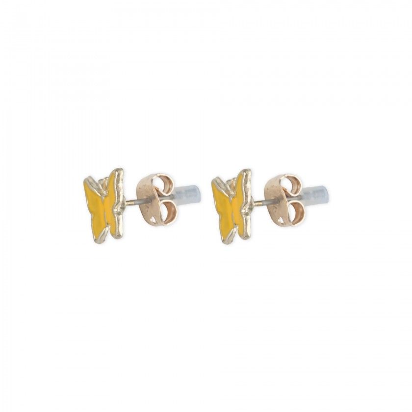 Yellow butterfly brass earrings