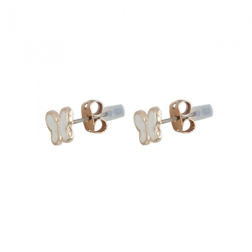 White butterfly brass earrings
