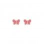 Pink butterfly brass earrings