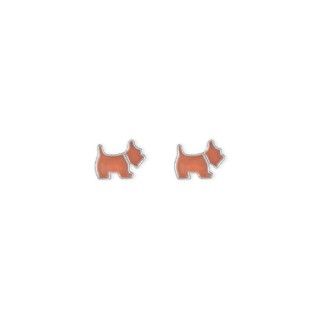 Orange dog brass earrings