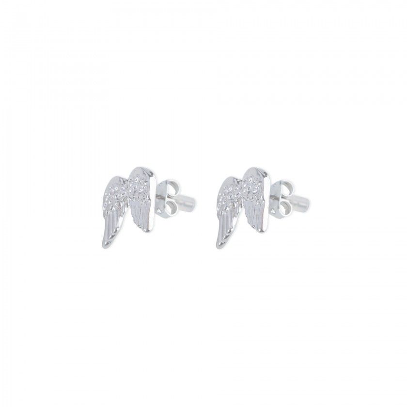 Silver wings brass earrings