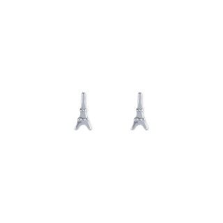 Silver Eiffel tower brass earrings