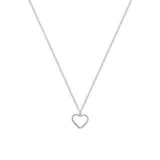 Colar prata pendente corao outline