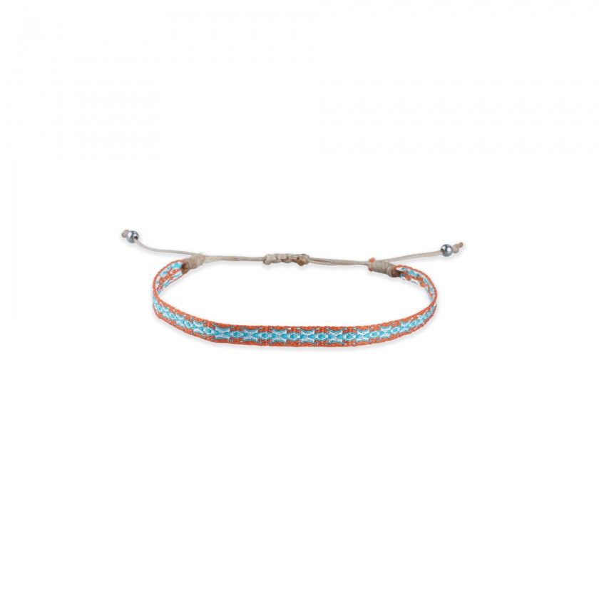 Orange and blue fabric bracelet