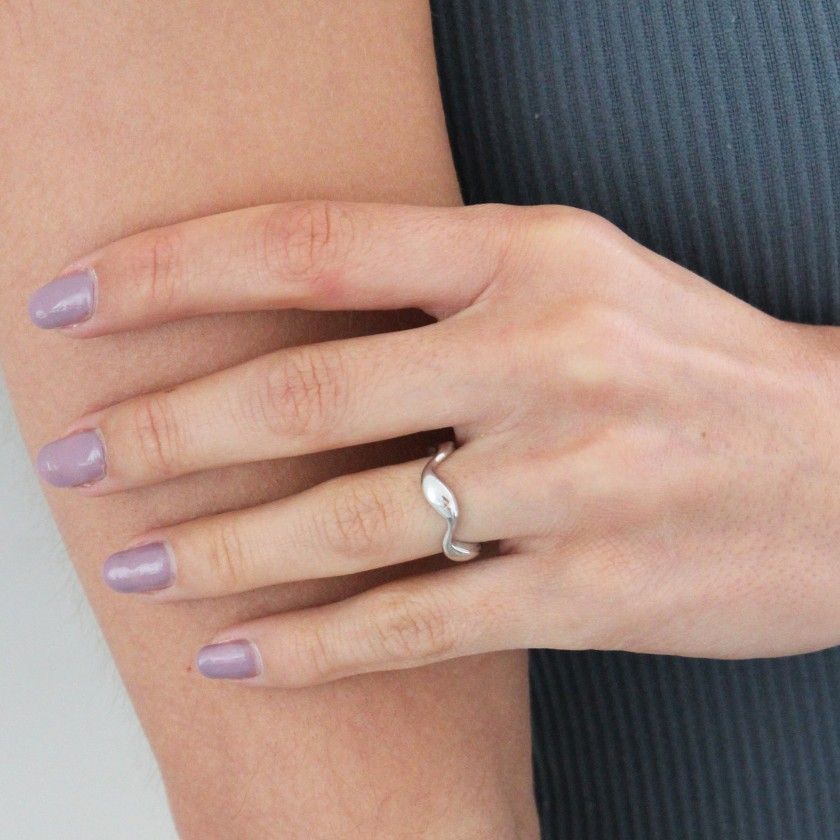 Waves silver ring