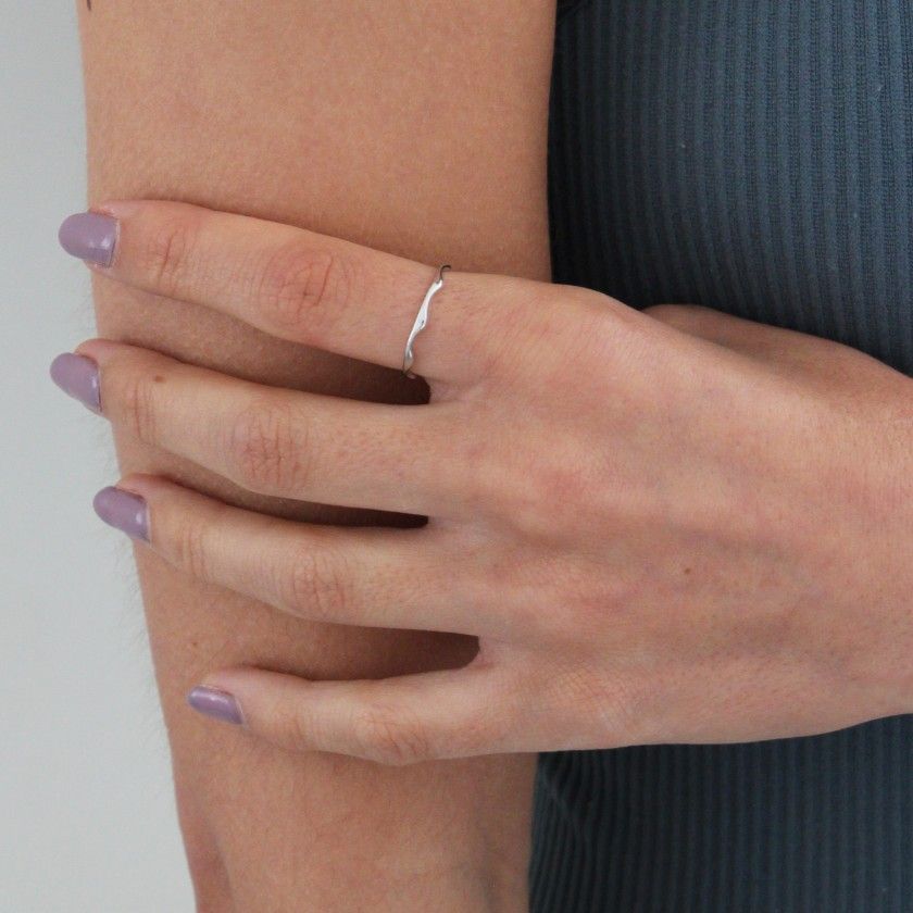 Waves silver ring