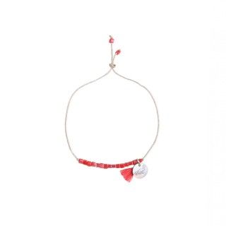 Beaded and pompom bracelet