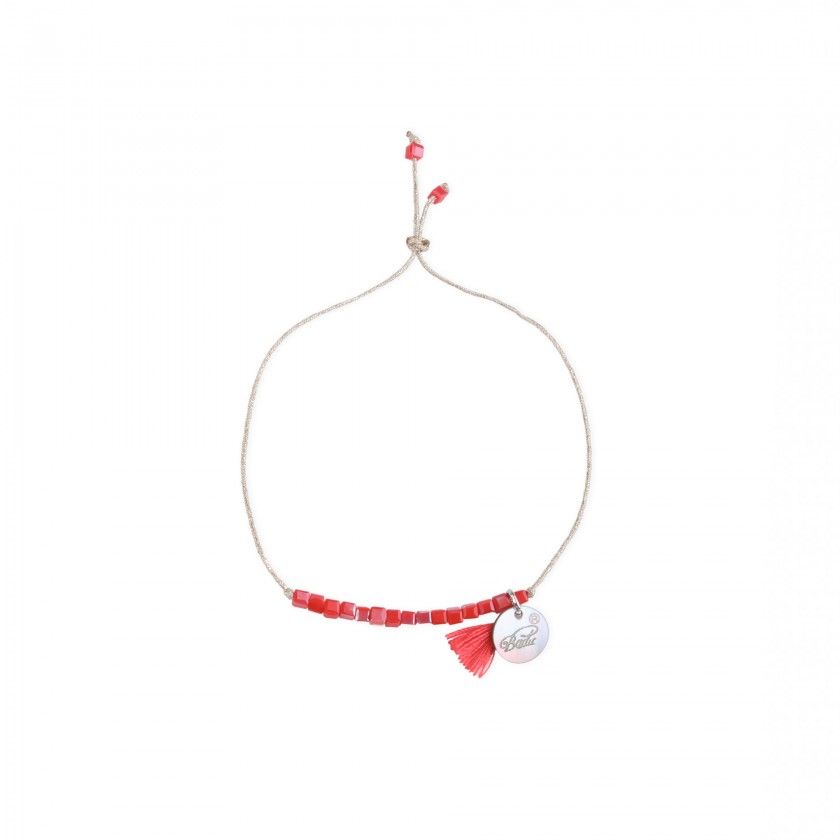 Pulseira missangas e pompom
