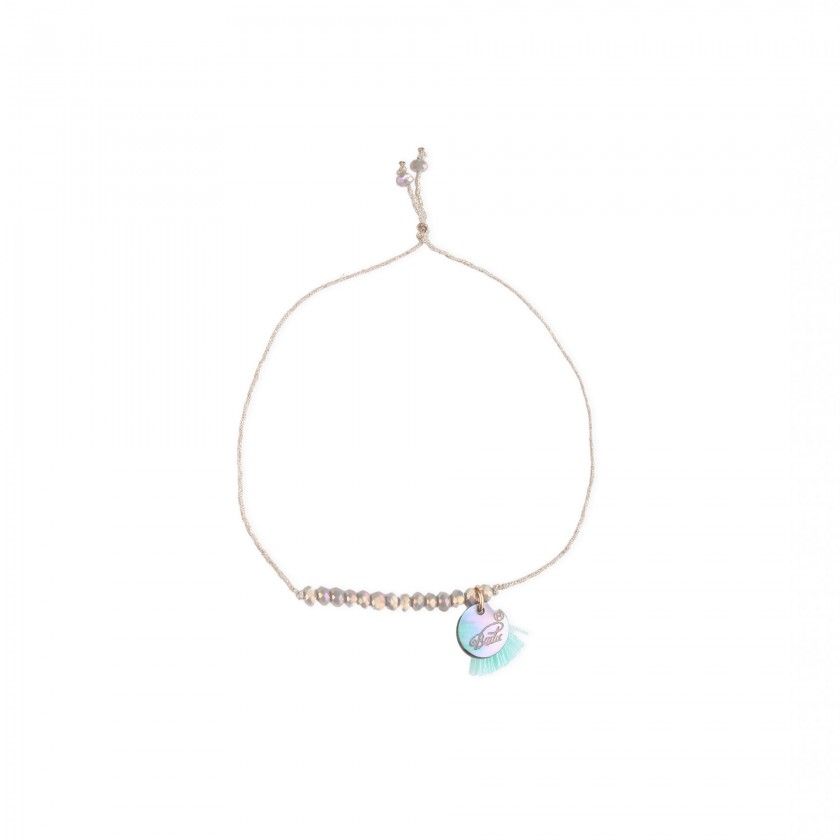 Pulseira missangas e pompom