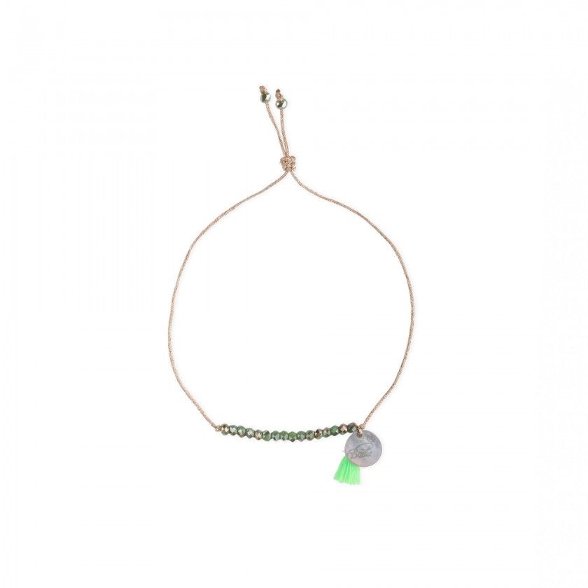 Pulseira missangas e pompom