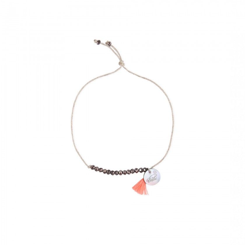 Pulseira missangas e pompom