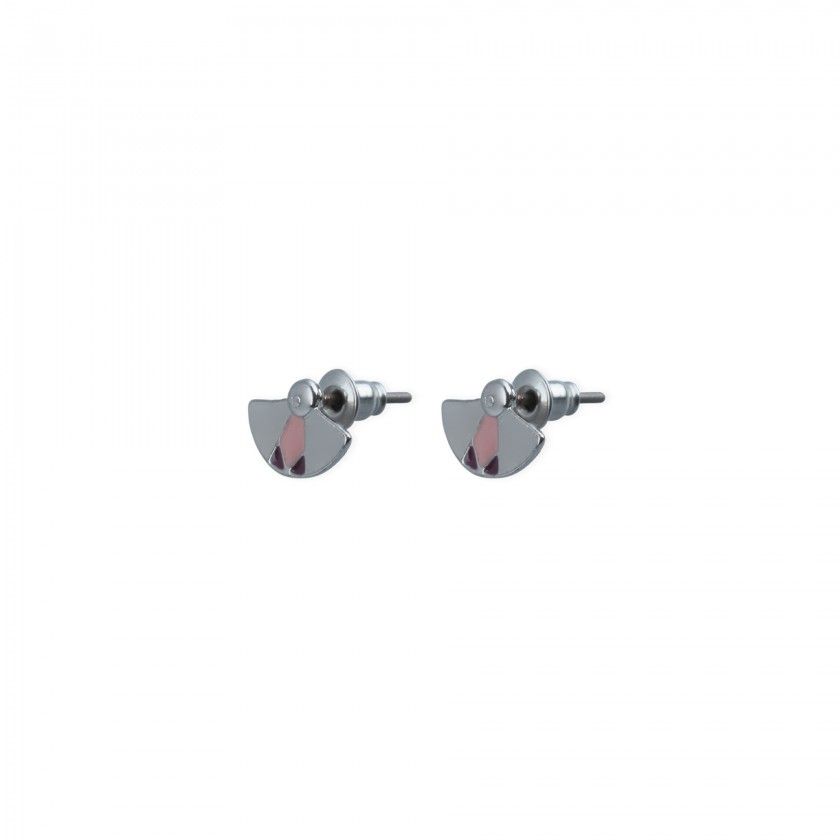 Silver fan brass earrings