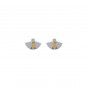 Golden fan brass earrings