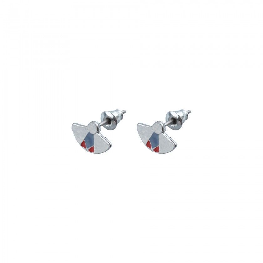 Silver fan brass earrings