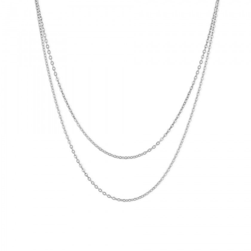 Double silver stainless steel necklace