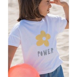 T-shirt manga curta menina algodão Power