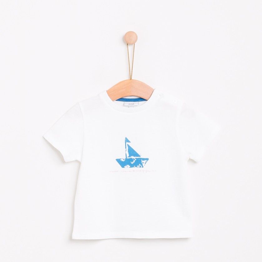 T-shirt de beb Barco para menino, em algodo