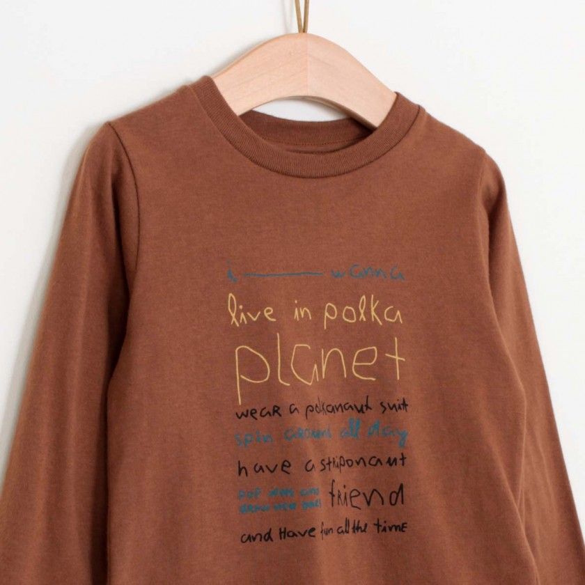 T-shirt de manga comprida para menino Planet, em algodo