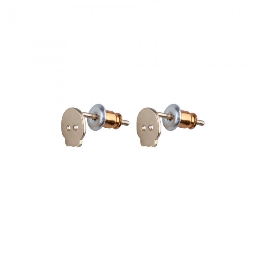 Golden brass skull earrings