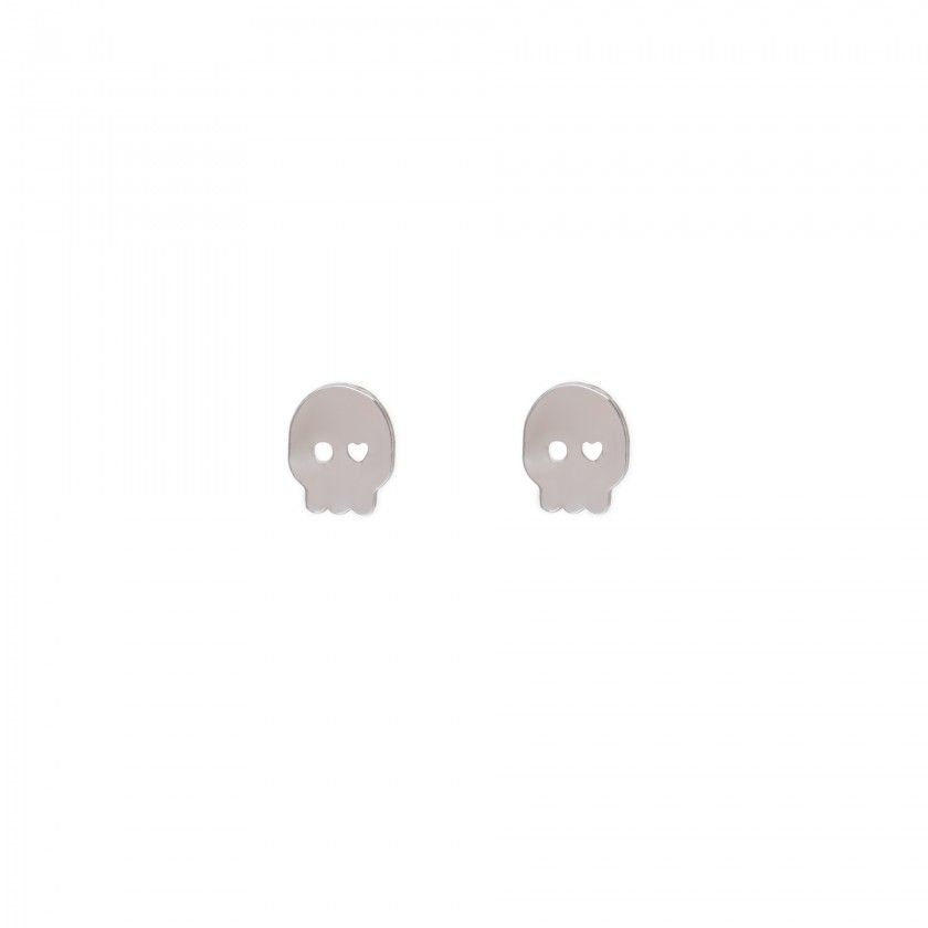 Silver brass skull earrings