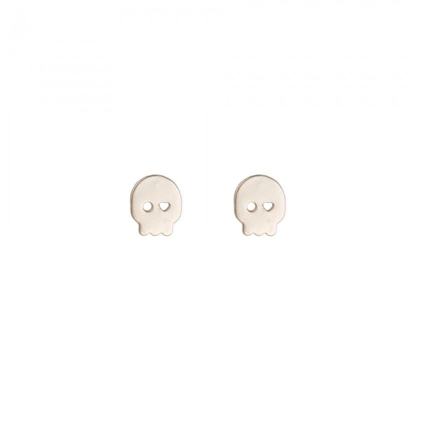 Golden brass skull earrings