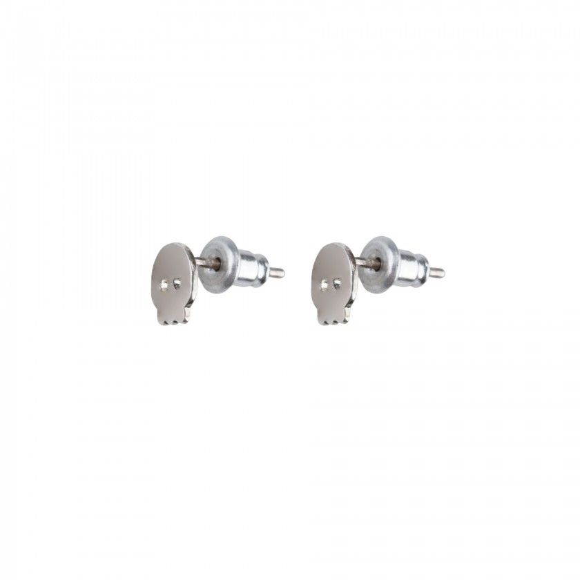 Silver brass skull earrings