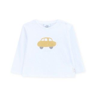 T-shirt manga comprida bebé algodão orgânico A Happy Car