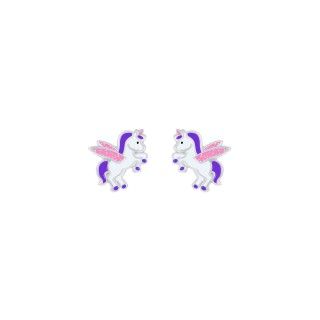 Silver winged unicorn stud earrings