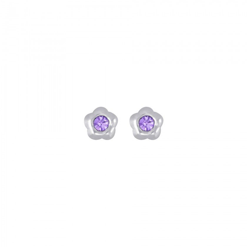 Silver flower crystal stud earrings - Crystal