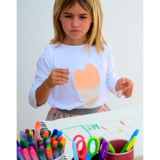 T-shirt manga comprida menina algodão orgânico A Heart