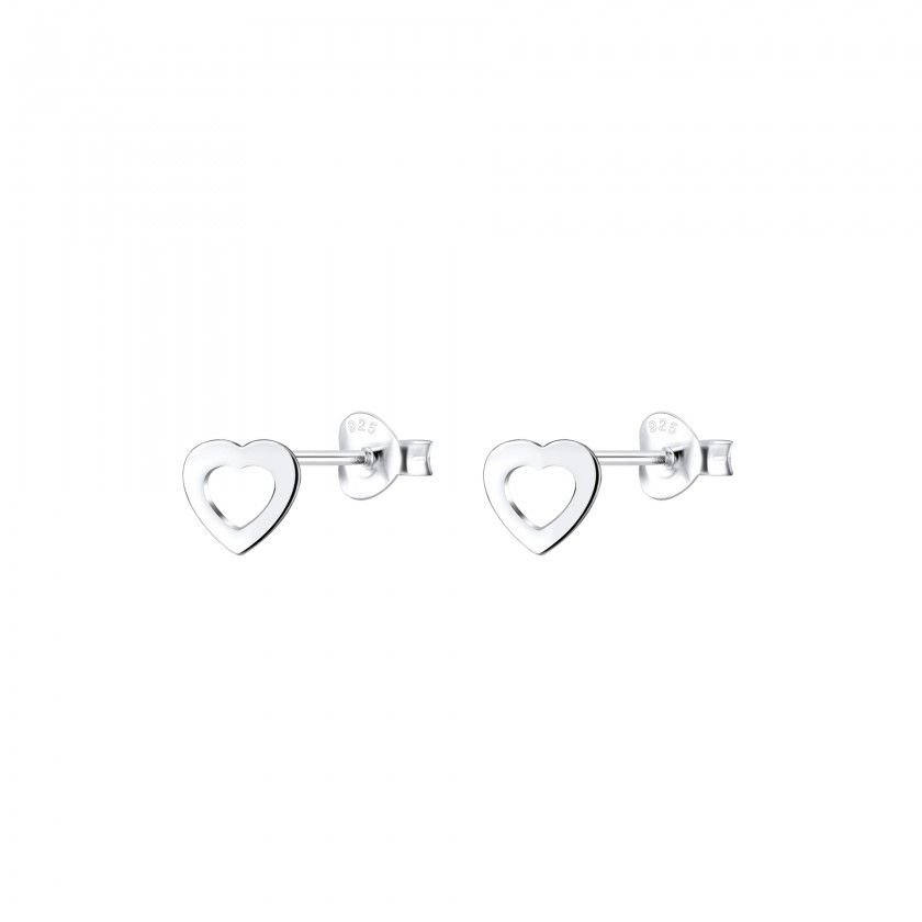 Silver heart outline earrings