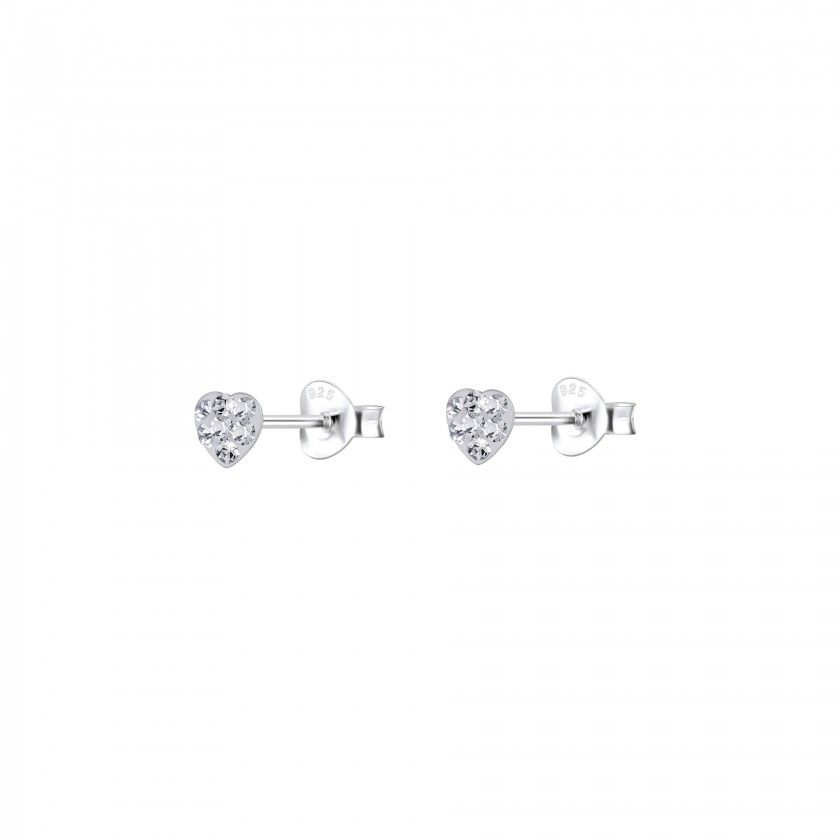 Silver shiny heart earrings