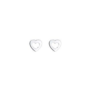 Silver heart outline earrings